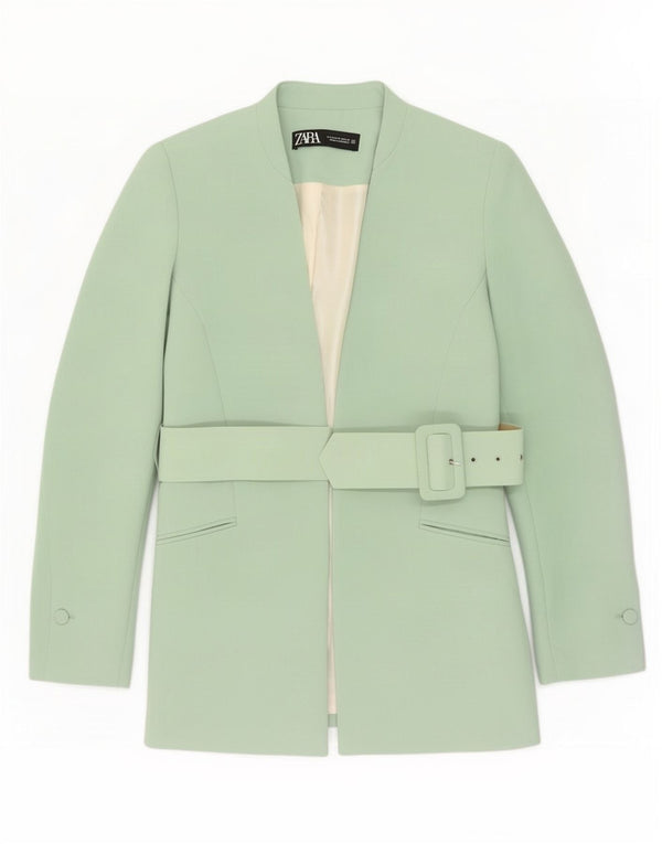Jaqueta blazer feminina Zara UK 14 poliéster verde médio