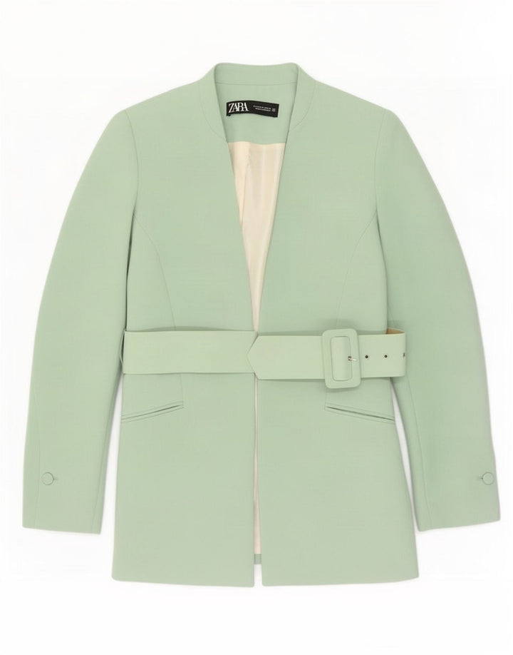 Jaqueta blazer feminina Zara UK 14 poliéster verde médio