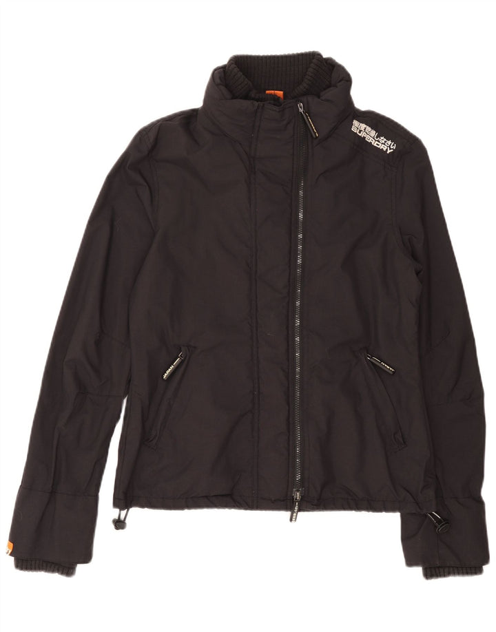 Jaqueta de chuva feminina Superdry UK 14 nylon cinza médio
