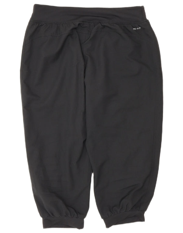 Nike Womens Dri Fit Capri Calças de treino Joggers UK 14 Médio Preto