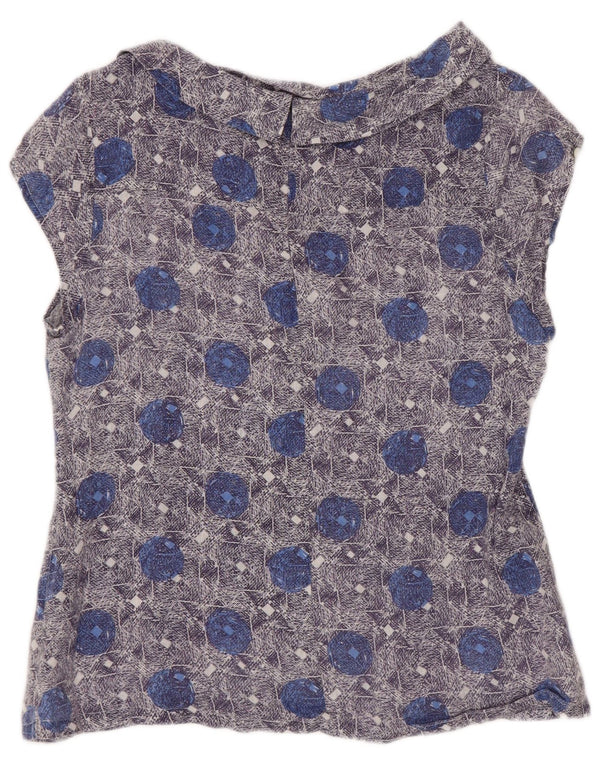 Blusa Feminina White Stuff Top UK 10 Linho Floral Azul Pequeno