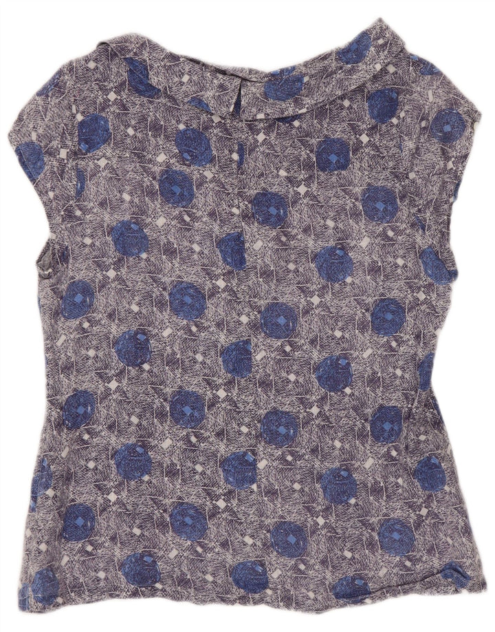 Blusa Feminina White Stuff Top UK 10 Linho Floral Azul Pequeno