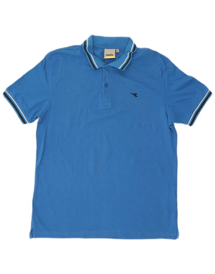 Camisa polo masculina DIADORA grande algodão azul