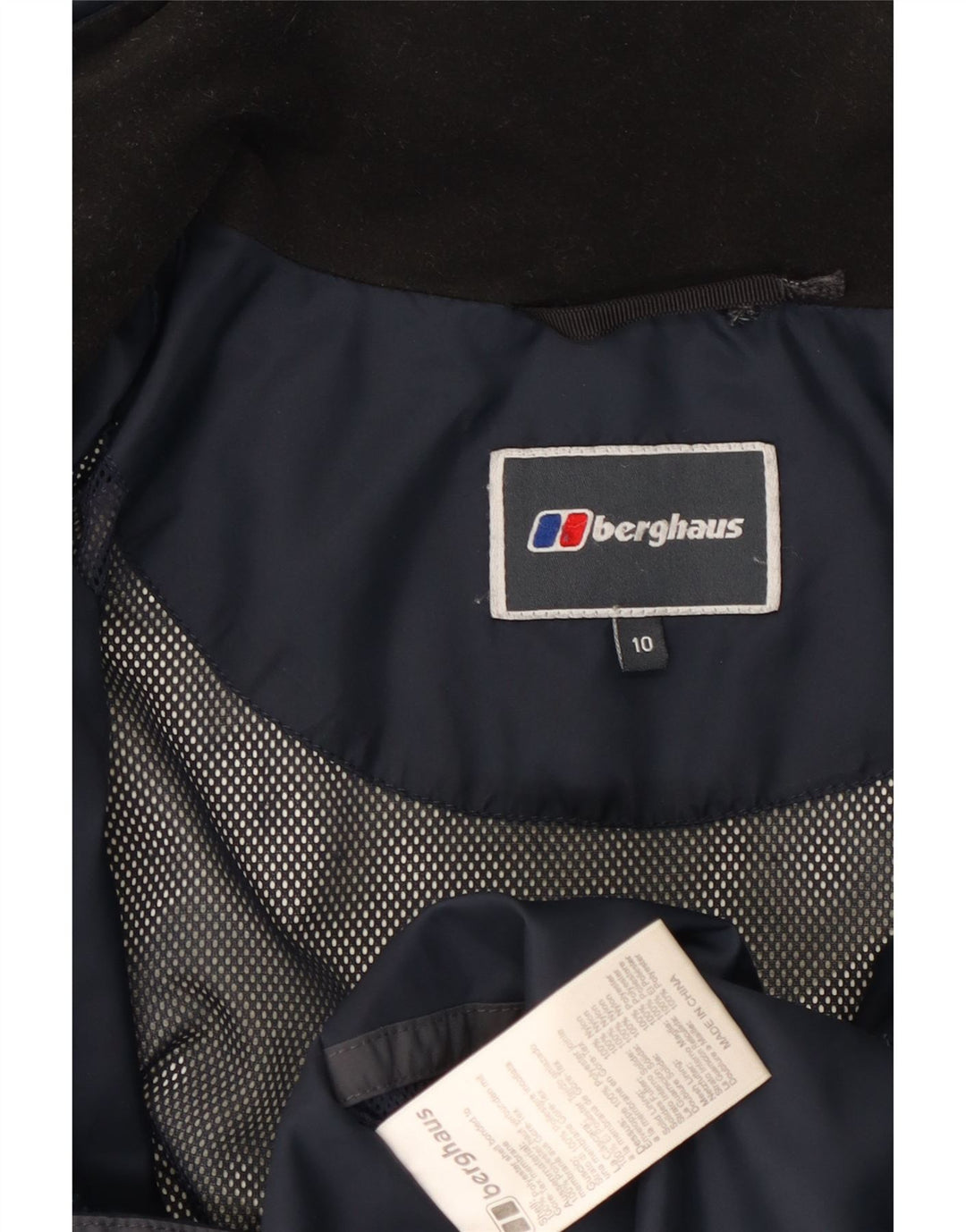Jaqueta de chuva feminina grande com capuz Berghaus Reino Unido 10 pequena azul marinho nylon