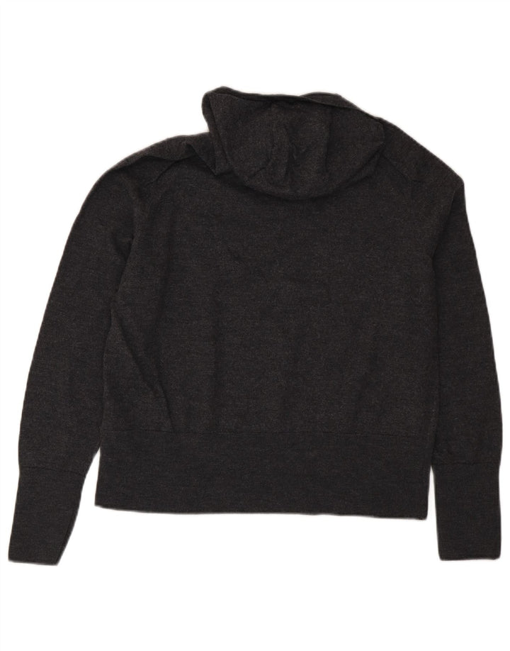 Suéter feminino Cos com capuz e corte UK 14 lã cinza médio