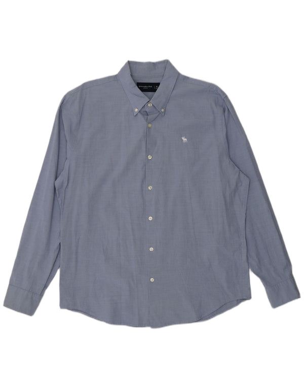 Camisa elástica masculina Abercrombie & Fitch XL azul risca de giz algodão