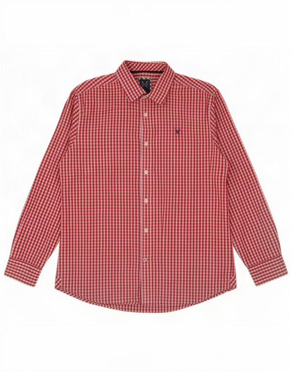 Crew Clothing Mens Classic Fit Camisa XL Vermelho Algodão Gingham
