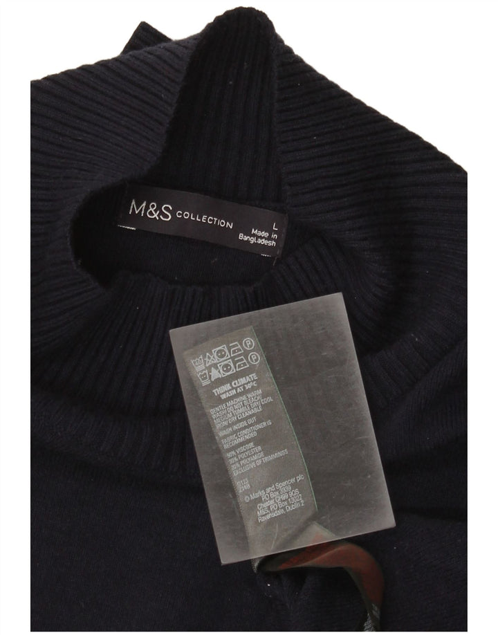 Suéter feminino Marks & Spencer com gola tartaruga Reino Unido 16 grande azul marinho