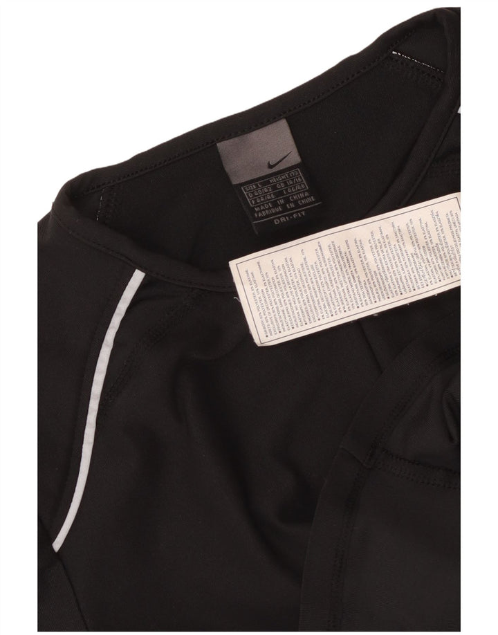 Camiseta feminina NIKE Dri Fit com decote em zíper UK 14/16 grande poliéster preto