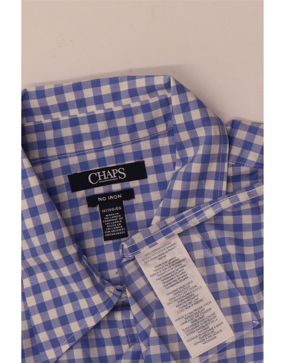 Camisa feminina Chaps UK 18 XL azul algodão guingão