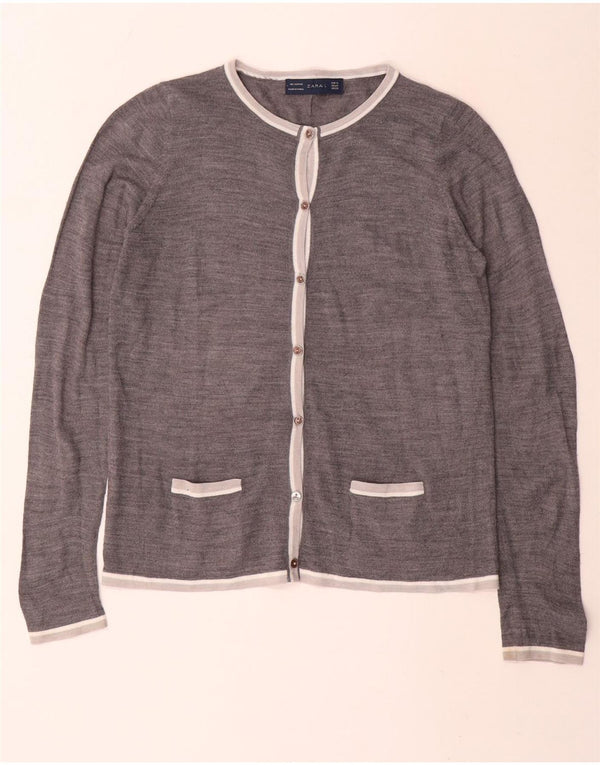 Suéter cardigã feminino Zara UK 14 cinza médio acrílico