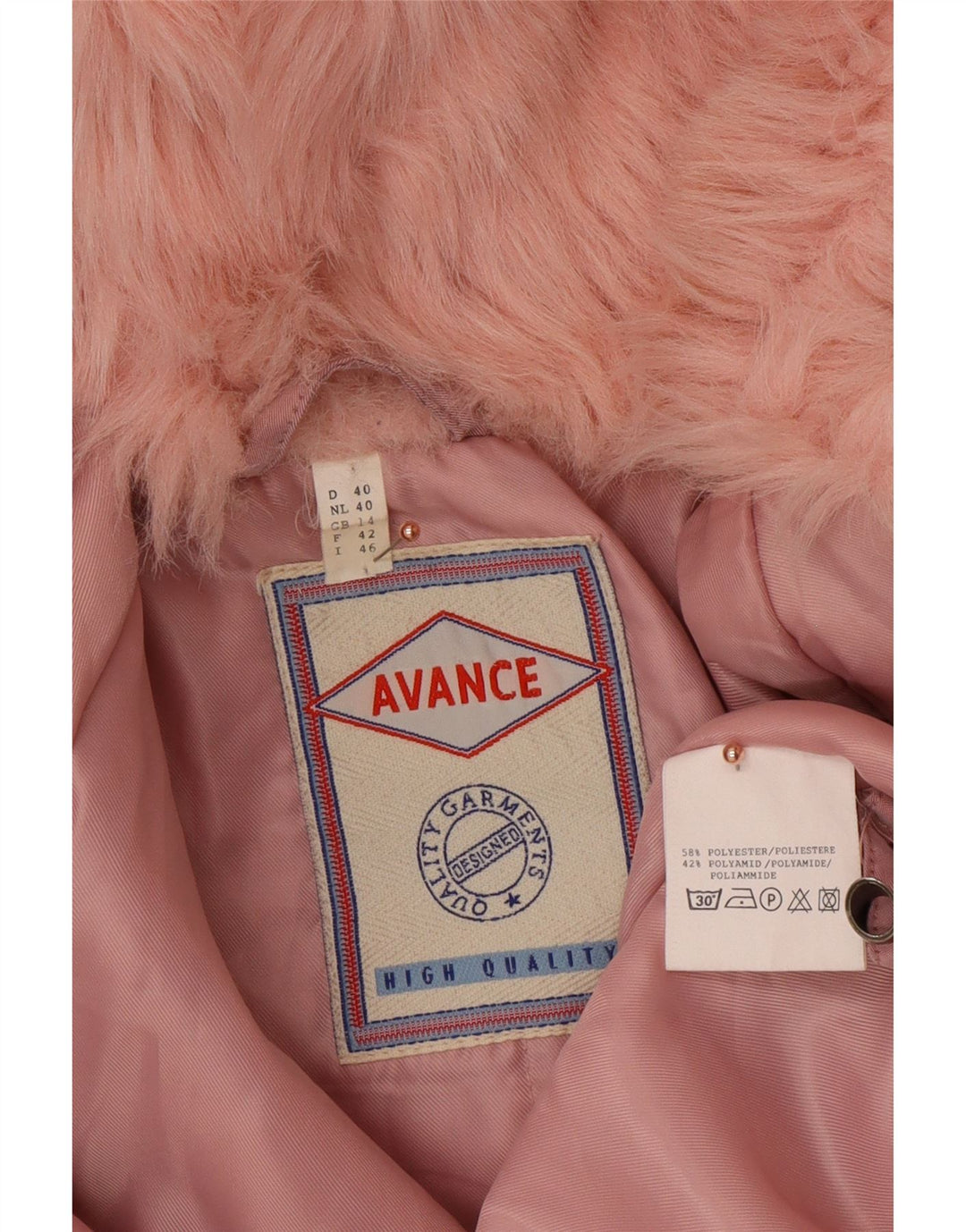 Casaco corta-vento feminino VINTAGE com capuz Reino Unido 14 grande poliéster rosa