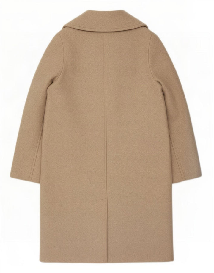 Sobretudo aberto feminino Zara UK 10 pequeno poliéster bege