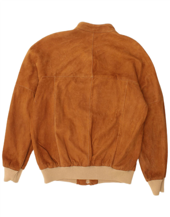 Jaqueta bomber masculina vintage de camurça IT 52 XL couro marrom