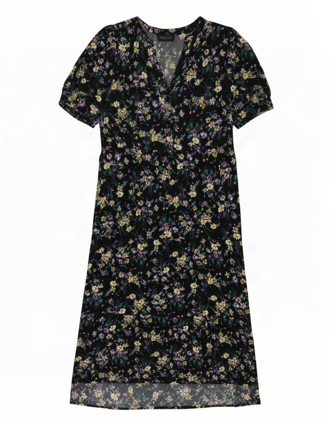 Vestido maxi feminino Marks & Spencer Reino Unido 12 viscose floral preto médio