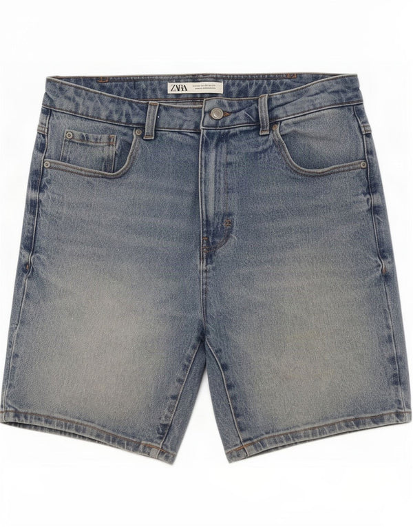 Zara Mens Denim Shorts EU 42 Grande W32 Azul Algodão