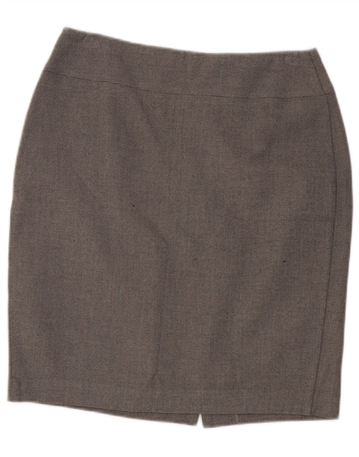 Saia lápis feminina Marks & Spencer Reino Unido 10 pequena W30 poliéster cinza