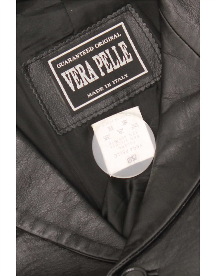 Jaqueta de couro masculina vintage IT 52 XL preta