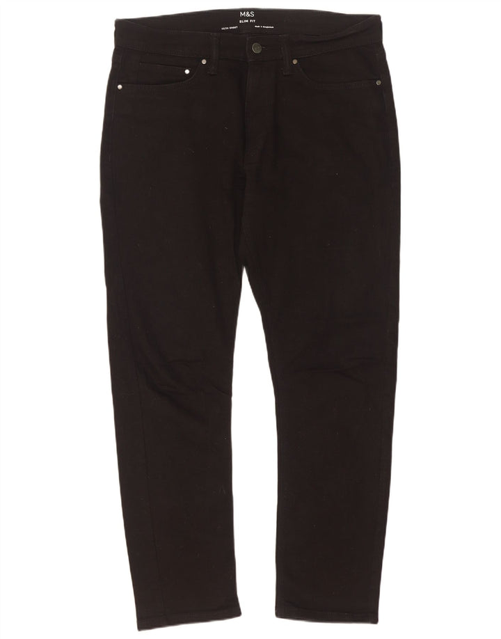 Marks & Spencer Mens Jeans Slim W32 L29 Algodão Preto