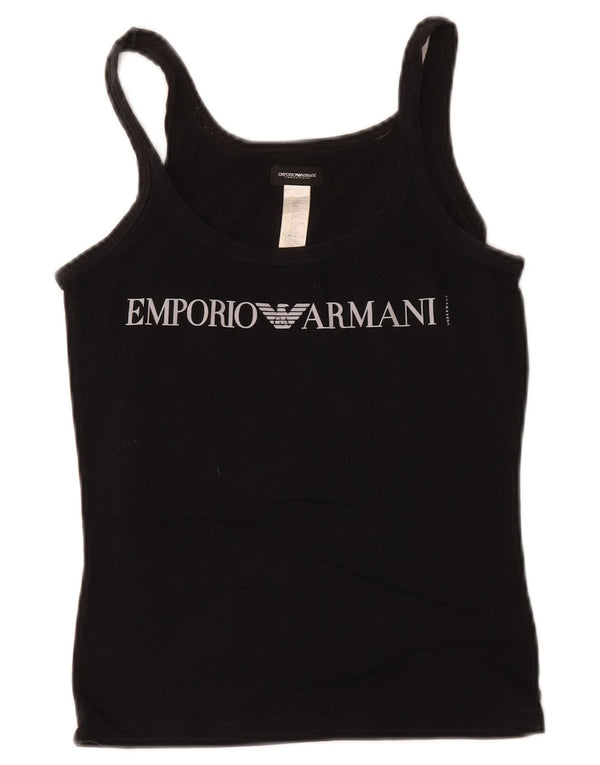 Colete gráfico feminino Emporio Armani UK 6 XS algodão preto