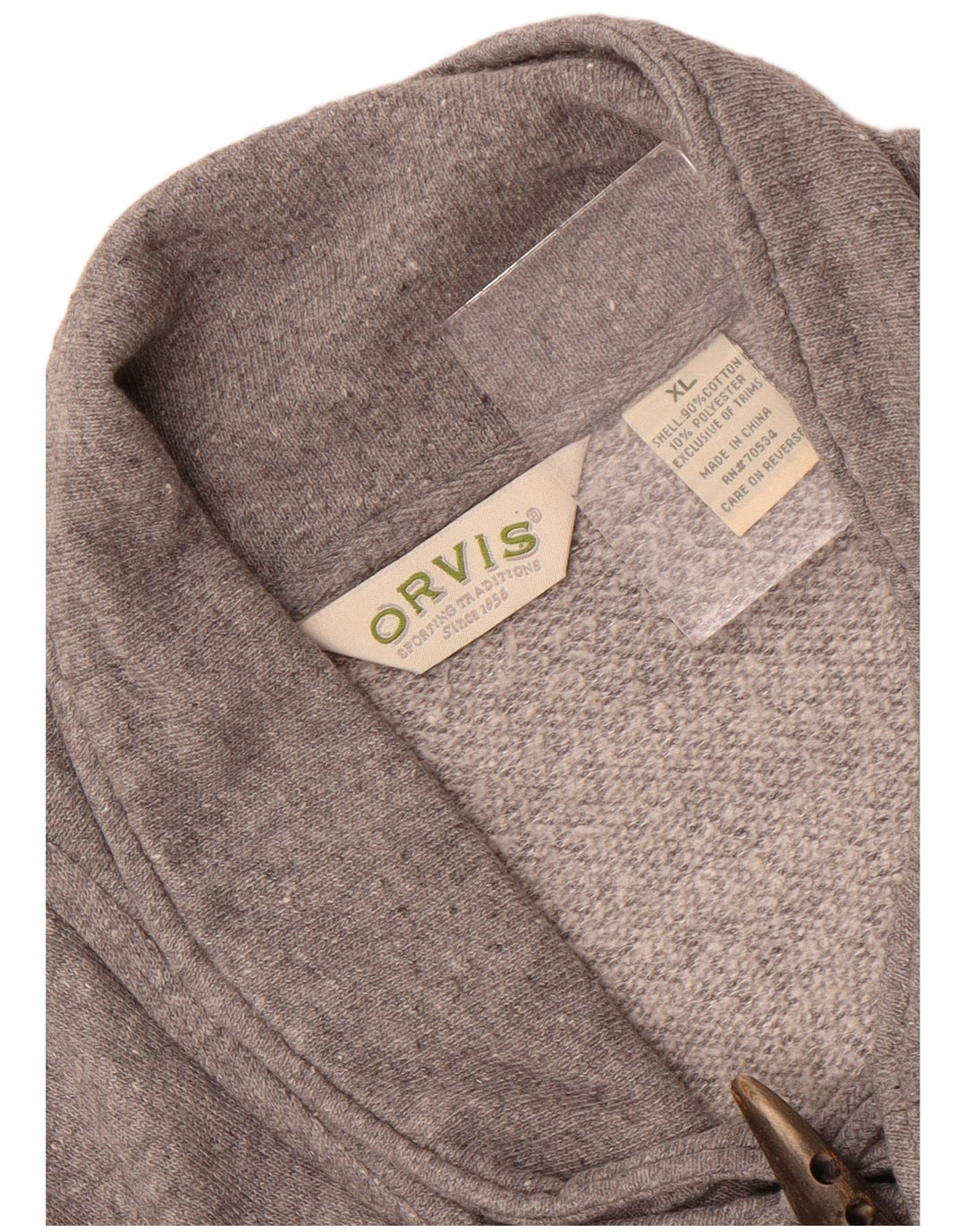 Suéter masculino Orvis com gola xale e algodão cinza