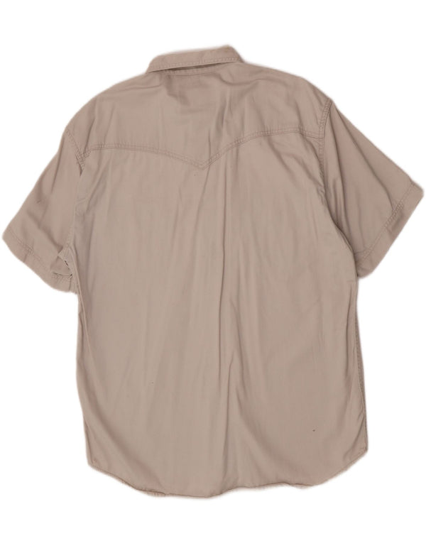 Camisa masculina Wrangler Western de manga curta XL bege
