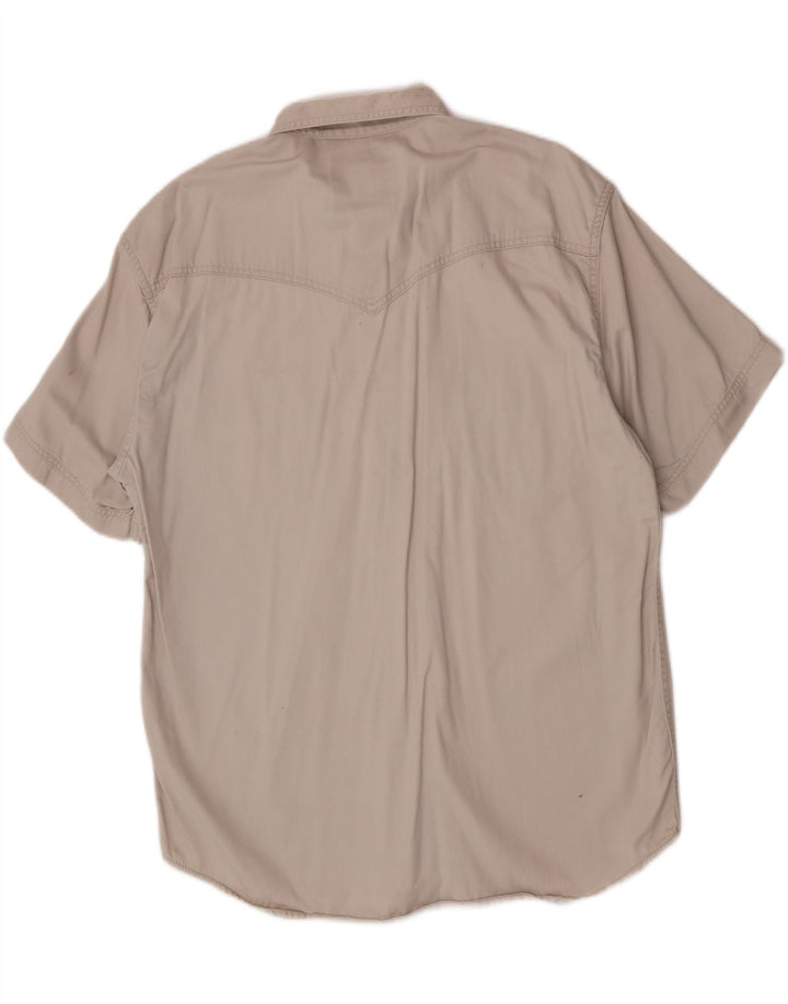 Camisa masculina Wrangler Western de manga curta XL bege