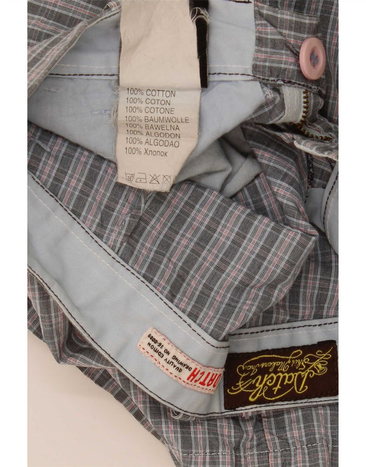 Shorts Chino masculino Datch W28 pequeno algodão xadrez cinza
