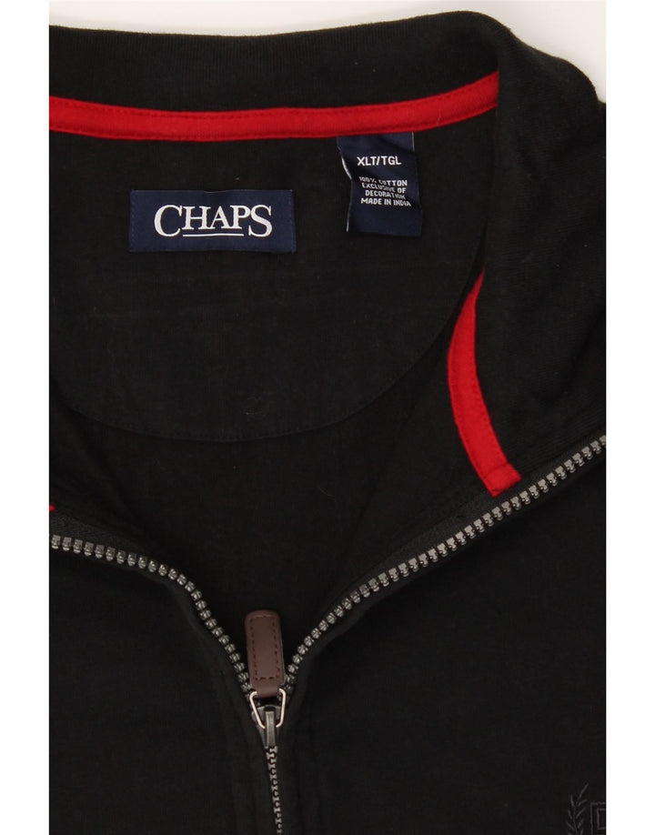 CHAPS Mens Zip Neck Sweatshirt Jumper XL Black Cotton Vintage Chaps and Second-Hand Chaps from Messina Hembry 