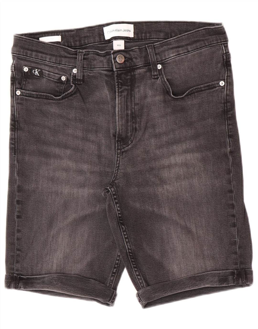Shorts jeans slim masculino Calvin Klein W33 algodão cinza médio