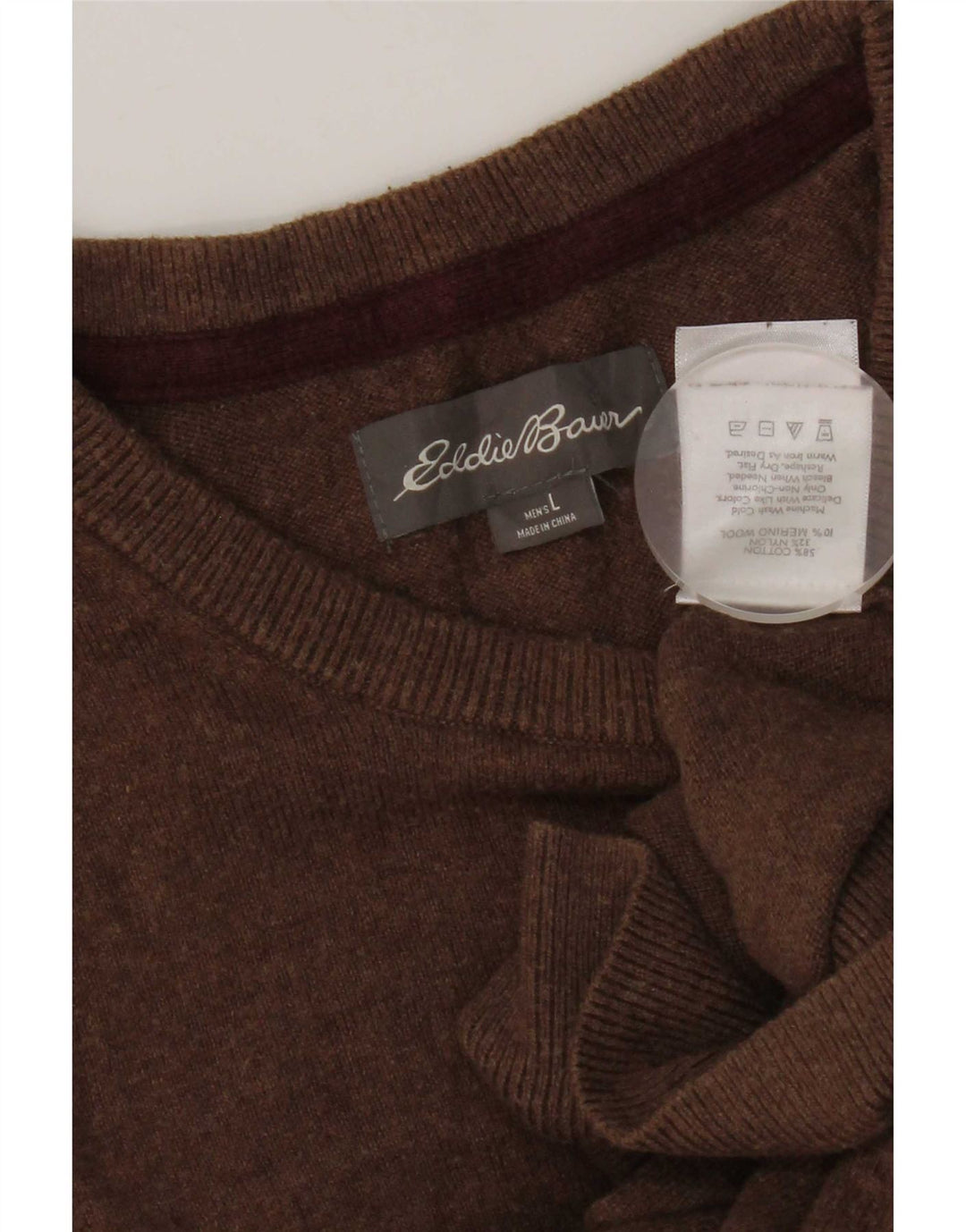 Suéter masculino Eddie Bauer com gola redonda, grande algodão marrom