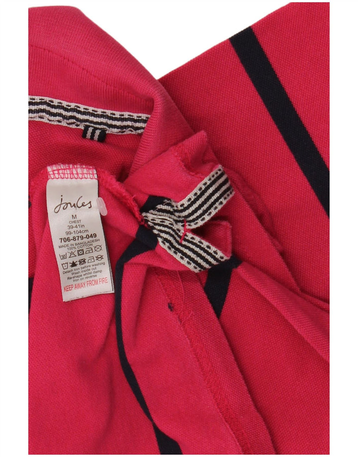 JOULES Mens Polo Shirt Medium Pink Striped Cotton