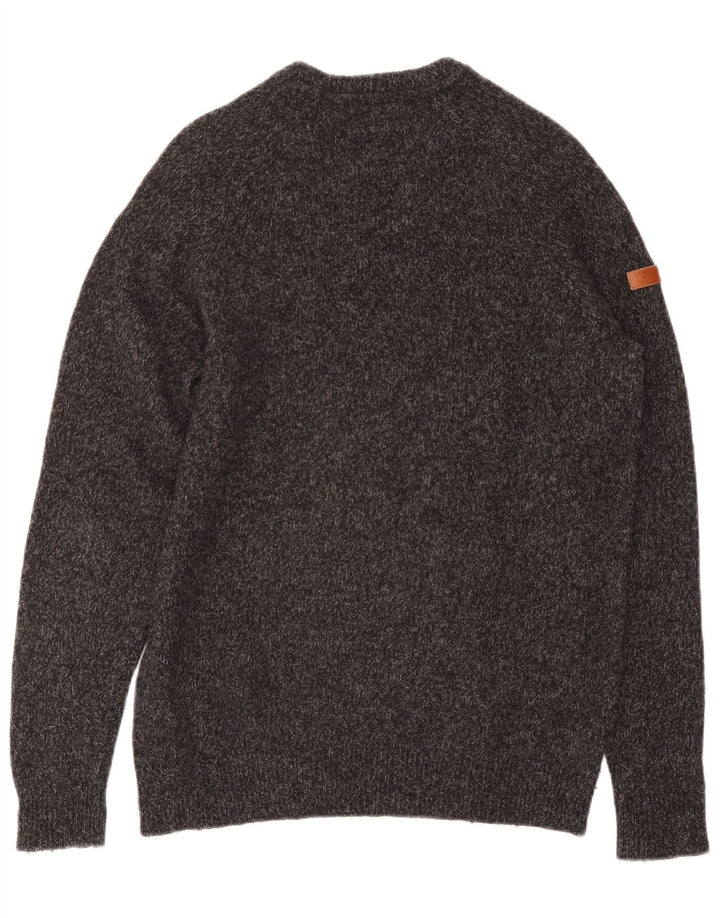 Suéter masculino Superdry com gola redonda e lã manchada cinza médio