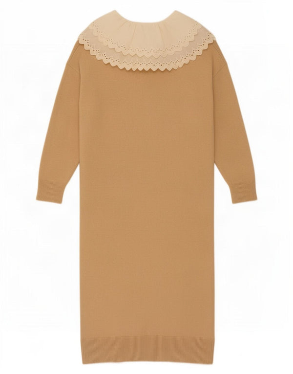 Zara Vestido feminino de manga comprida UK 14 Médio Bege