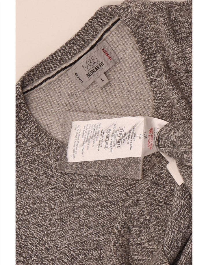 Suéter masculino Marks & Spencer com gola redonda grande cinza manchado