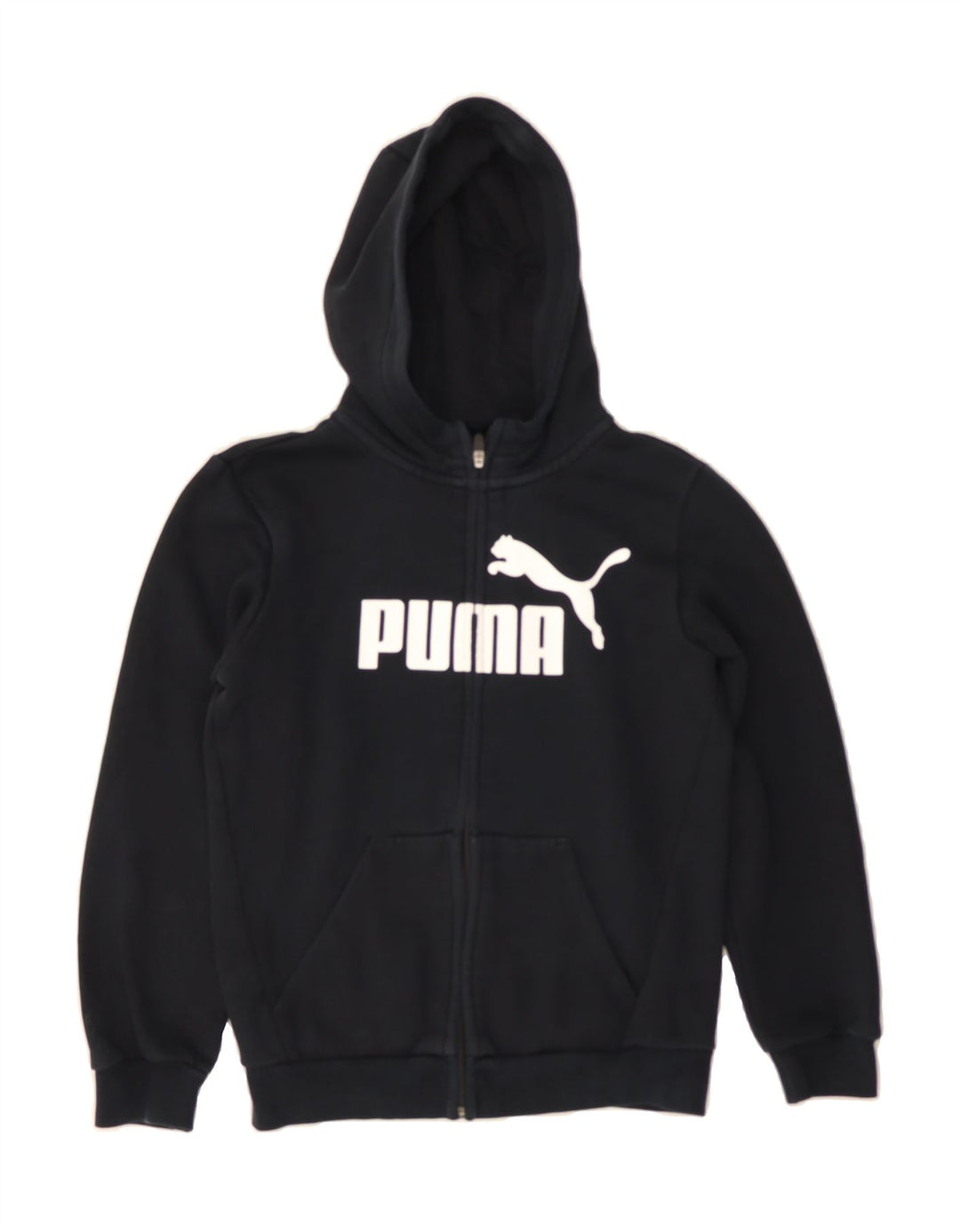 PUMA Boys Graphic Zip Hoodie Sweater 11-12 Years Large Black Cotton Vintage Puma and Second-Hand Puma from Messina Hembry 