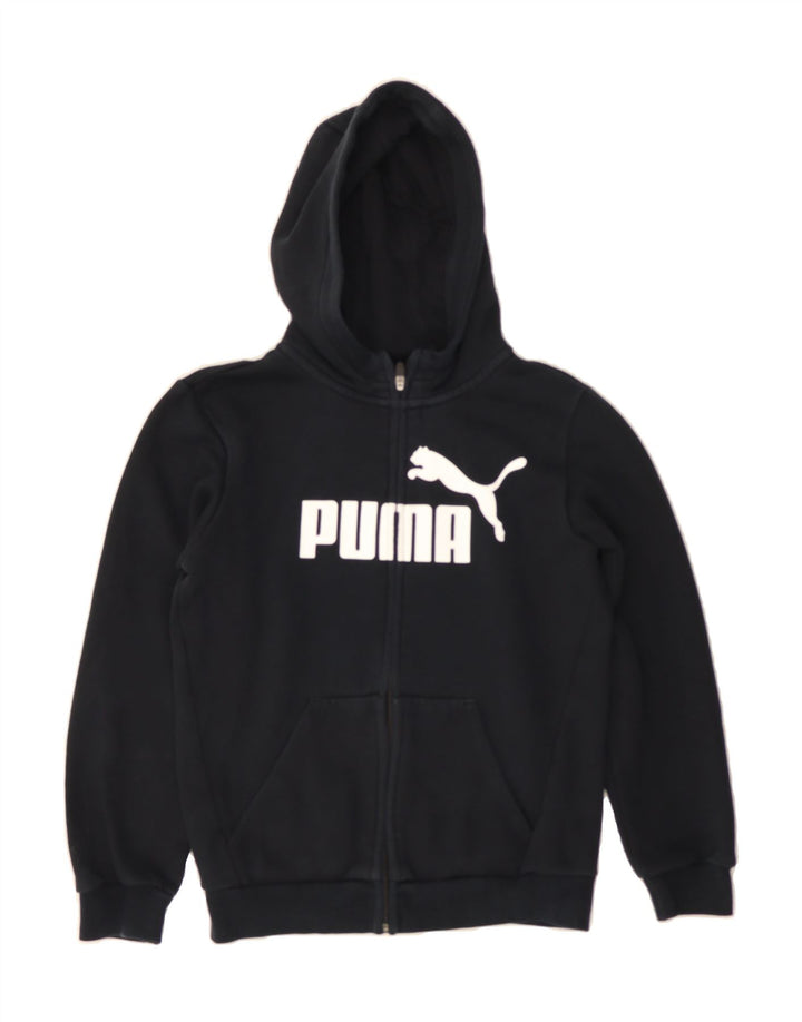 PUMA Boys Graphic Zip Hoodie Sweater 11-12 Years Large Black Cotton Vintage Puma and Second-Hand Puma from Messina Hembry 