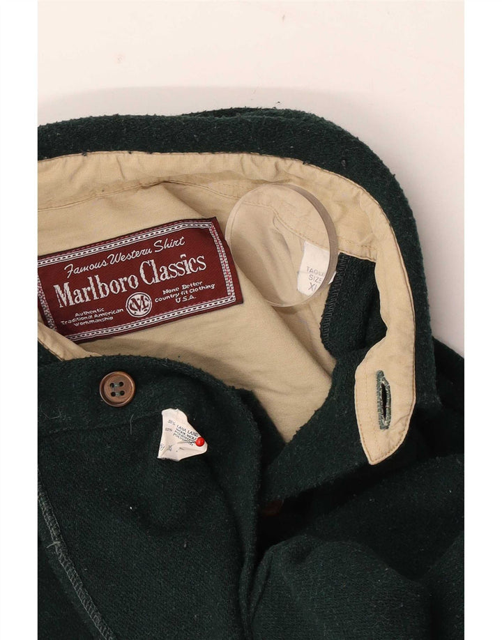 Camisa masculina de flanela Marlboro Classics XL verde lã