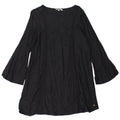 Vestido feminino ROXY manga comprida evasê Reino Unido 10 pequeno algodão preto