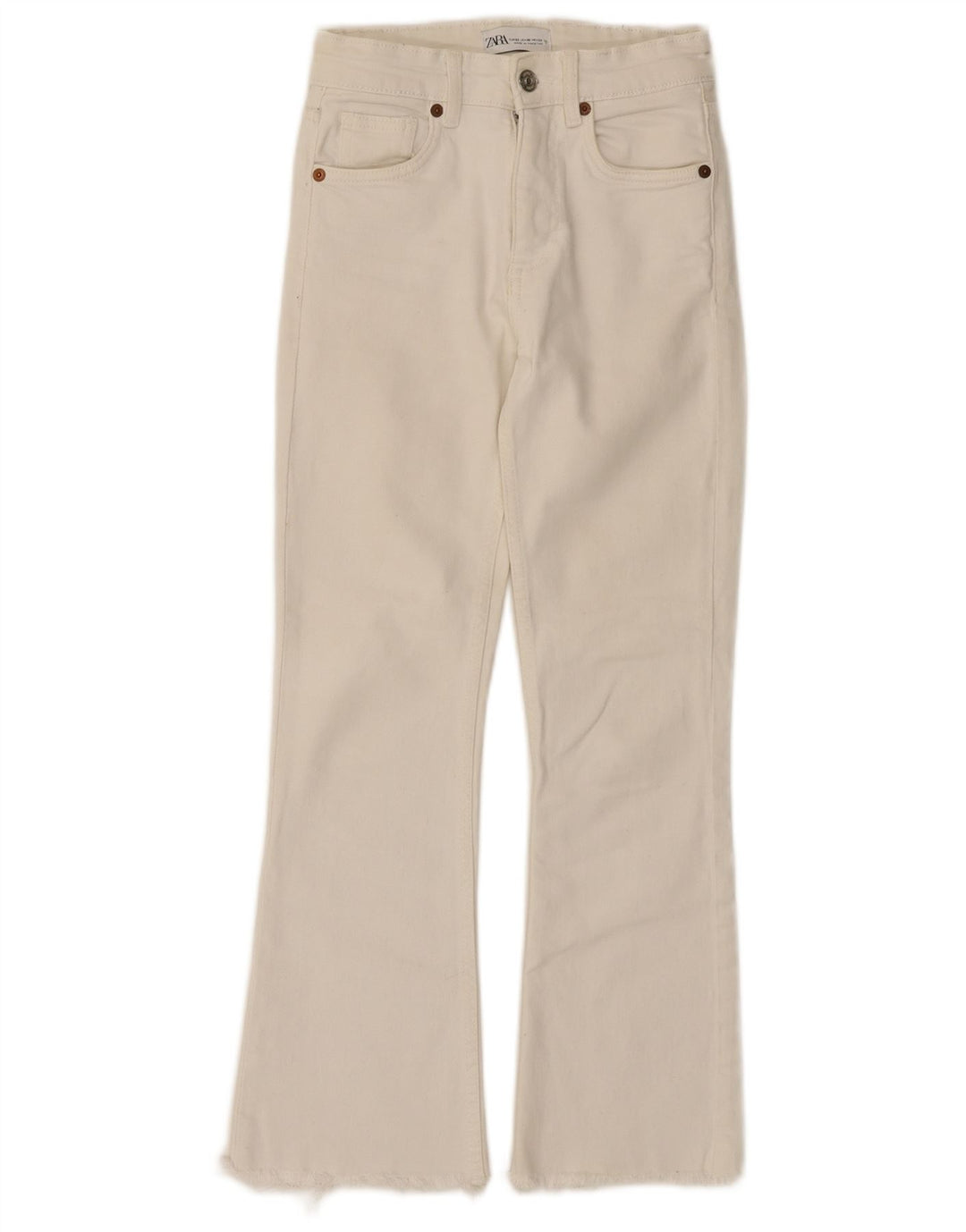 ZARA Calça Jeans Feminina Crop Bootcut W22 L26 Off White