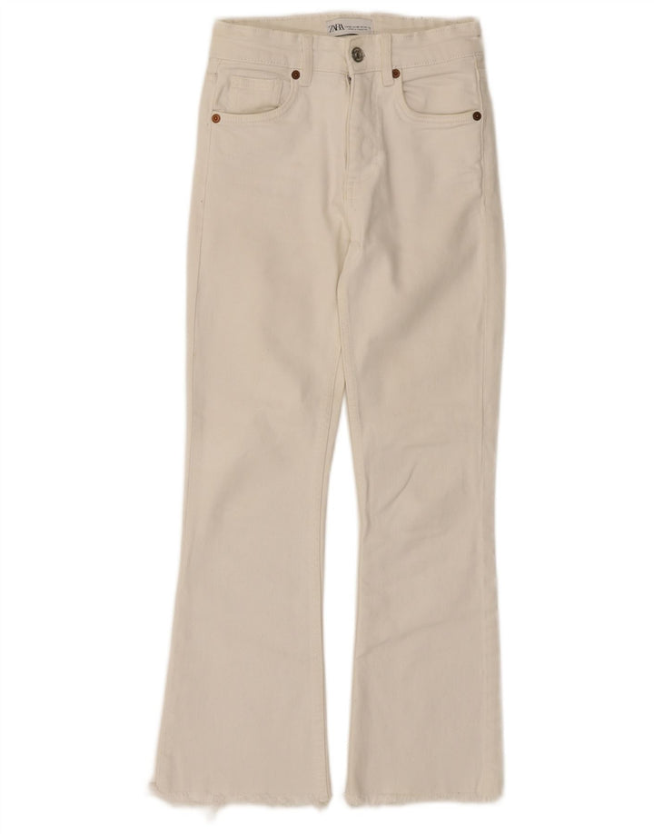 ZARA Calça Jeans Feminina Crop Bootcut W22 L26 Off White