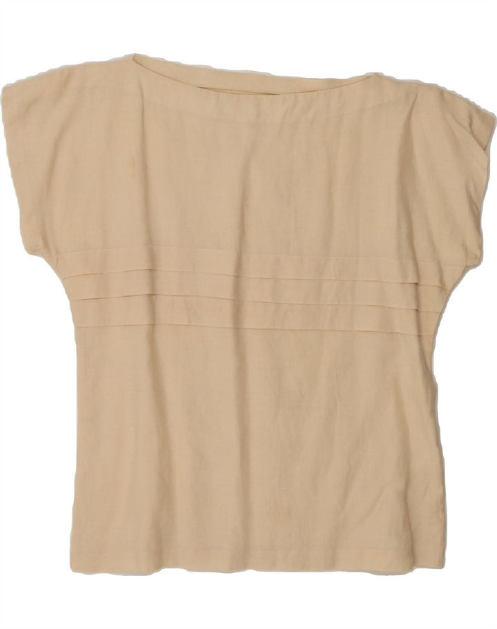 VINTAGE Womens Blouse Top UK 16 Large Beige Vintage Vintage and Second-Hand Vintage from Messina Hembry 