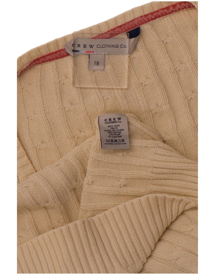 CREW CLOTHING Suéter feminino com decote em V UK 18 XL algodão branco