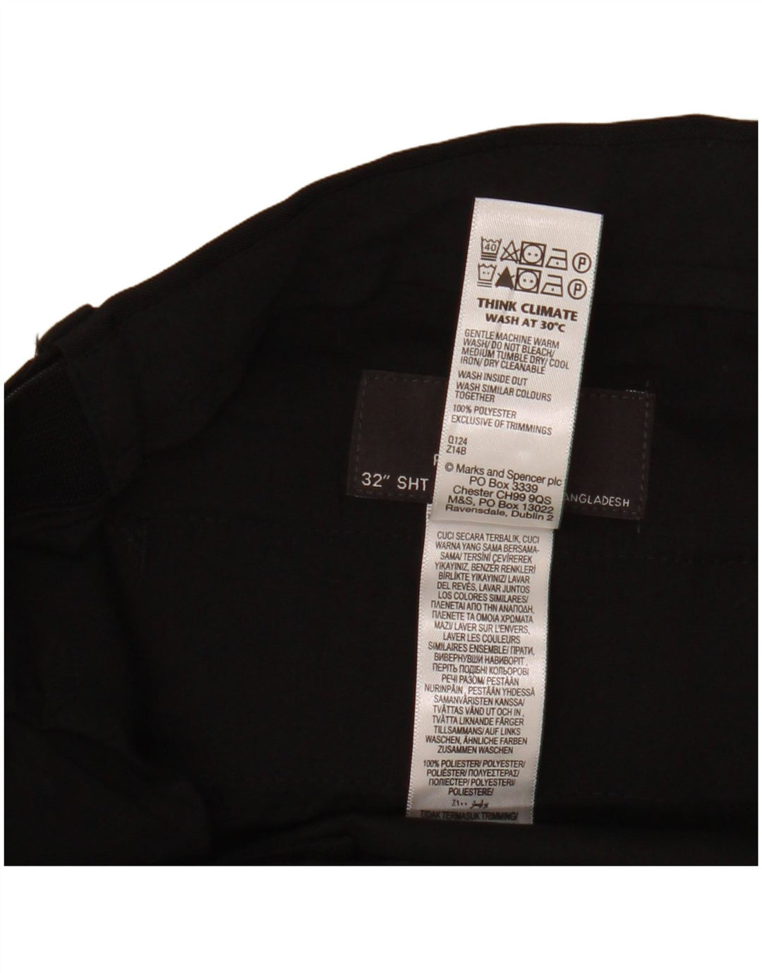 Calça Chino Masculina Marks & Spencer Regular Fit W32 L29 Poliéster Preto