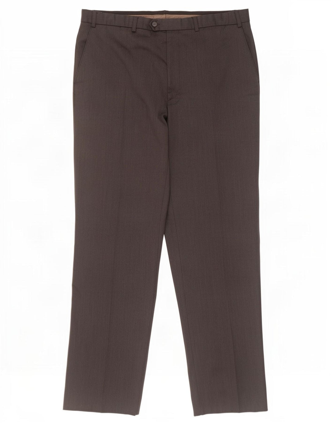Calça masculina de terno reto Marks & Spencer W38 L33 lã cinza