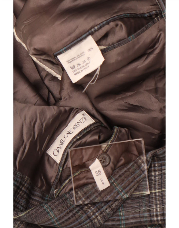 Jaqueta blazer masculina de 2 botões Gianluca Lorenzi IT 56 3XL cinza xadrez lã