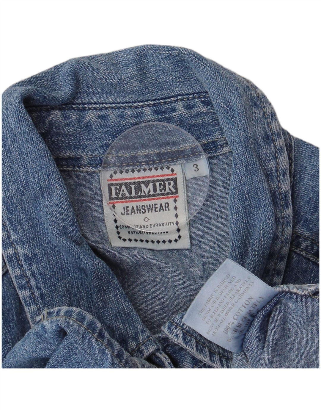 Falmer Camisa jeans feminina oversized sem mangas EUA 3 XS algodão azul