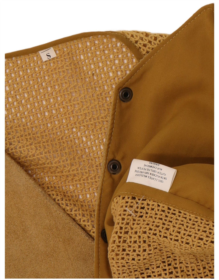 Colete de camurça oversized feminino vintage Reino Unido 10 couro cáqui pequeno