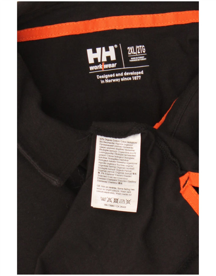 Camisa pólo gráfica masculina Helly Hansen 2XL algodão preto