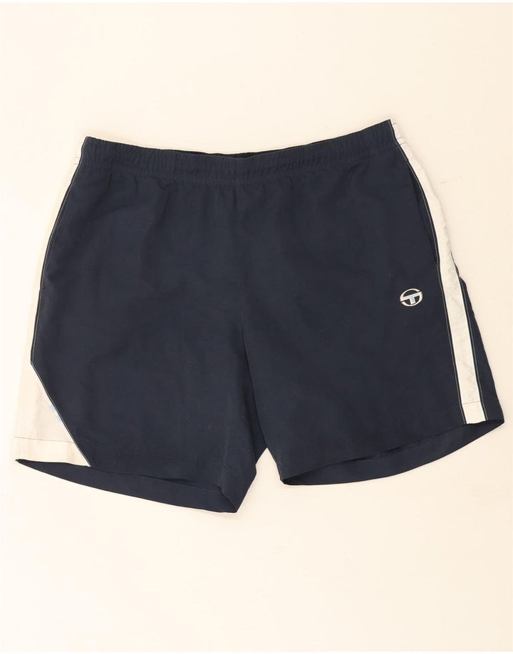 Shorts esportivos masculinos Sergio Tacchini 2XL poliéster colorblock azul marinho